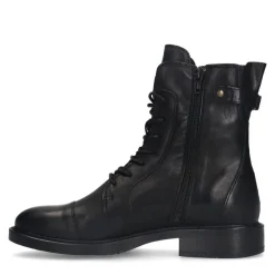 Manfield Zwarte leren veterboots^DAMES Enkellaarsjes