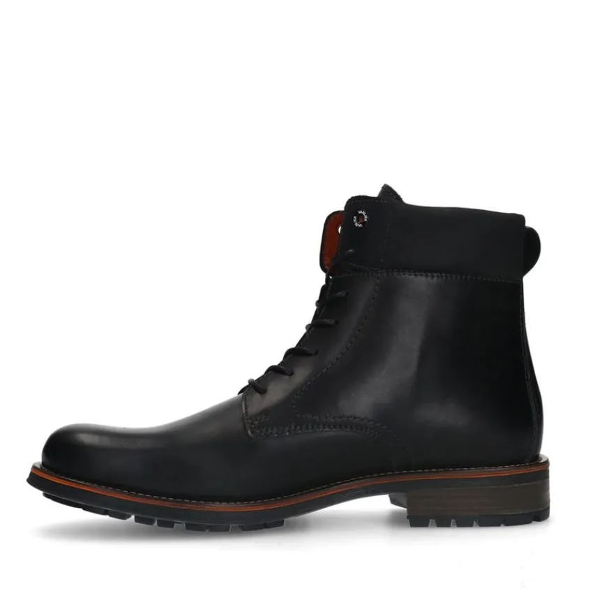 Van Lier Zwarte leren veterboots^Heren Boots