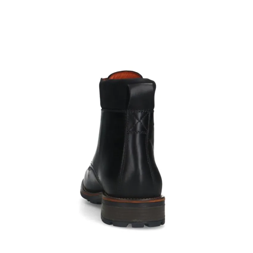 Van Lier Zwarte leren veterboots^Heren Boots