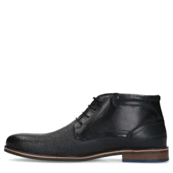 Manfield Zwarte leren veterboots^Heren Boots