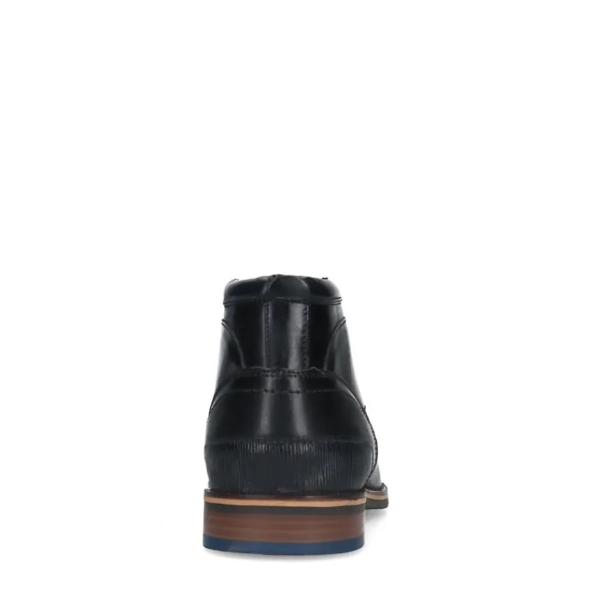 Manfield Zwarte leren veterboots^Heren Boots