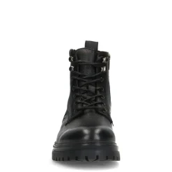 Manfield Zwarte leren veterboots^Heren Boots