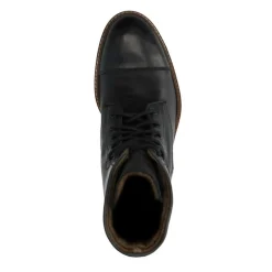 Manfield Zwarte leren veterboots^Heren Boots