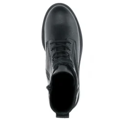 Manfield Zwarte leren veterlaarsjes^DAMES Enkellaarsjes