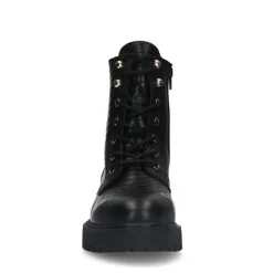 Manfield Zwarte leren veterlaarsjes^DAMES Enkellaarsjes