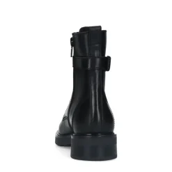 Manfield Zwarte leren veterlaarsjes^DAMES Enkellaarsjes