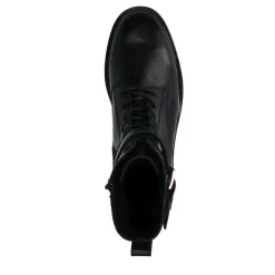 Manfield Zwarte leren veterlaarsjes^DAMES Enkellaarsjes