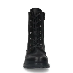 Manfield Zwarte leren veterlaarsjes^DAMES Enkellaarsjes