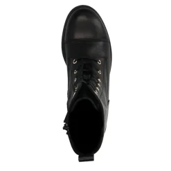 Manfield Zwarte leren veterlaarsjes^DAMES Enkellaarsjes