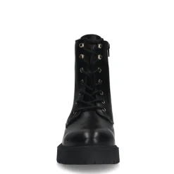 Manfield Zwarte leren veterlaarsjes^DAMES Enkellaarsjes