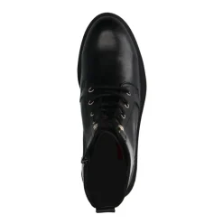 Manfield Zwarte leren veterlaarsjes^DAMES Enkellaarsjes