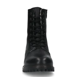 Manfield Zwarte leren veterlaarsjes^DAMES Enkellaarsjes