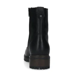 Manfield Zwarte leren veterlaarsjes^DAMES Enkellaarsjes