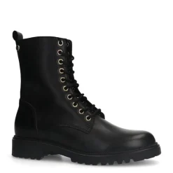 No Stress Zwarte leren veterlaarsjes^DAMES Enkellaarsjes