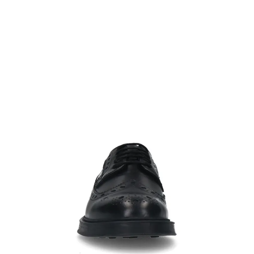 Manfield Zwarte leren veterschoenen^Heren Veterschoenen