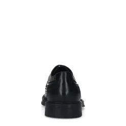 Manfield Zwarte leren veterschoenen^Heren Veterschoenen