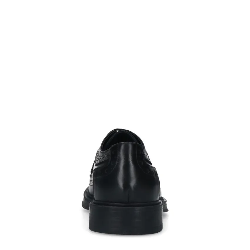Manfield Zwarte leren veterschoenen^Heren Veterschoenen