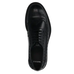 Manfield Zwarte leren veterschoenen^Heren Veterschoenen