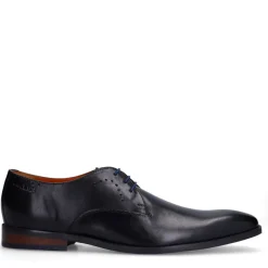 Van Lier Zwarte leren veterschoenen^Heren Veterschoenen