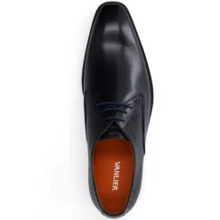 Van Lier Zwarte leren veterschoenen^Heren Veterschoenen