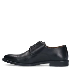 Manfield Zwarte leren veterschoenen^Heren Veterschoenen