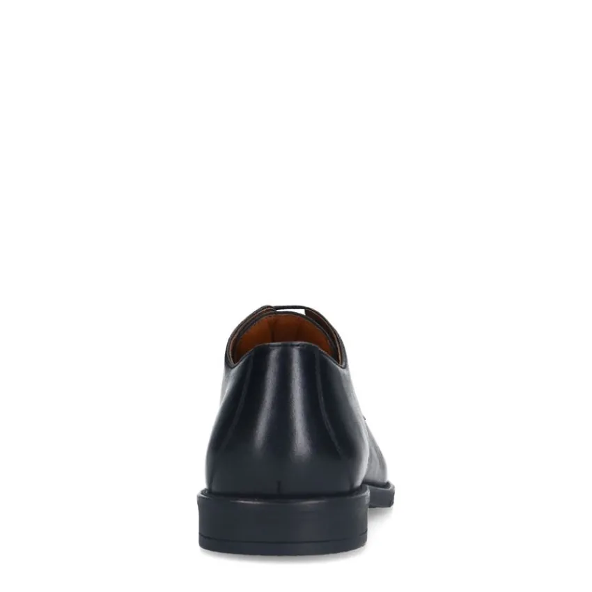 Manfield Zwarte leren veterschoenen^Heren Veterschoenen