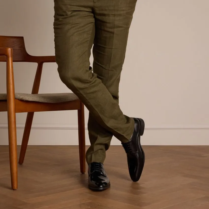 Manfield Zwarte leren veterschoenen^Heren Veterschoenen