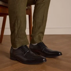 Van Lier Zwarte leren veterschoenen^Heren Veterschoenen