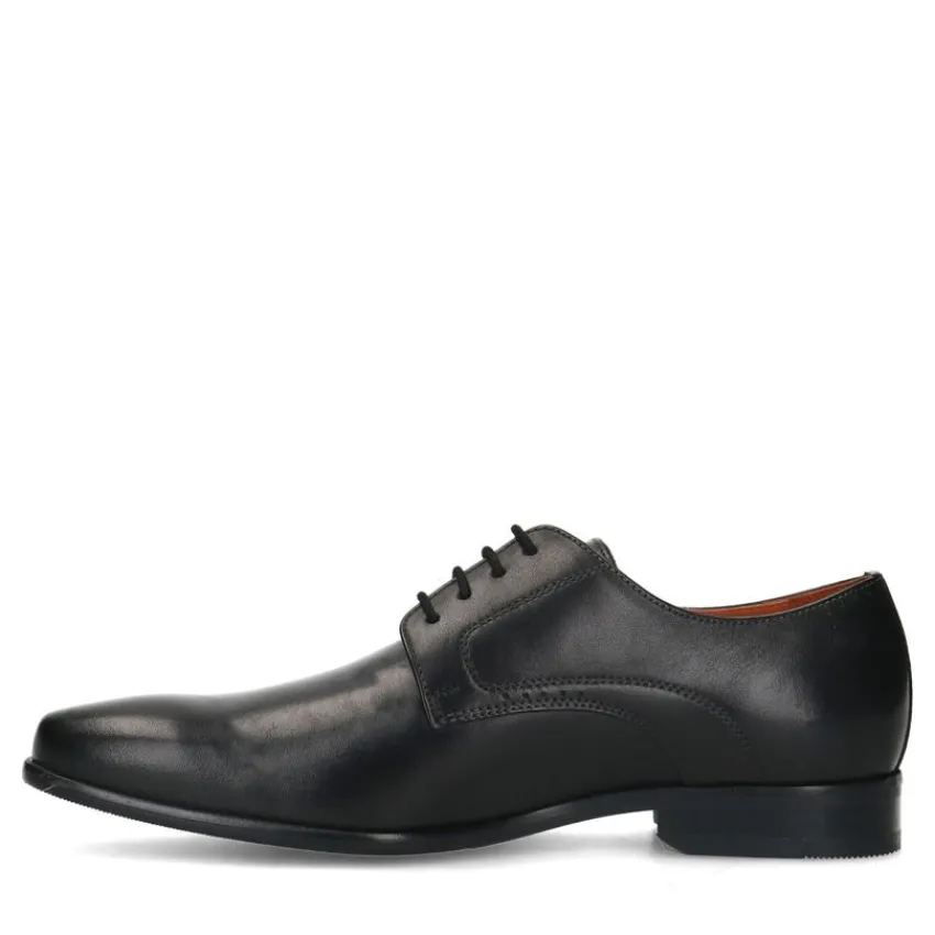 Van Lier Zwarte leren veterschoenen^Heren Veterschoenen