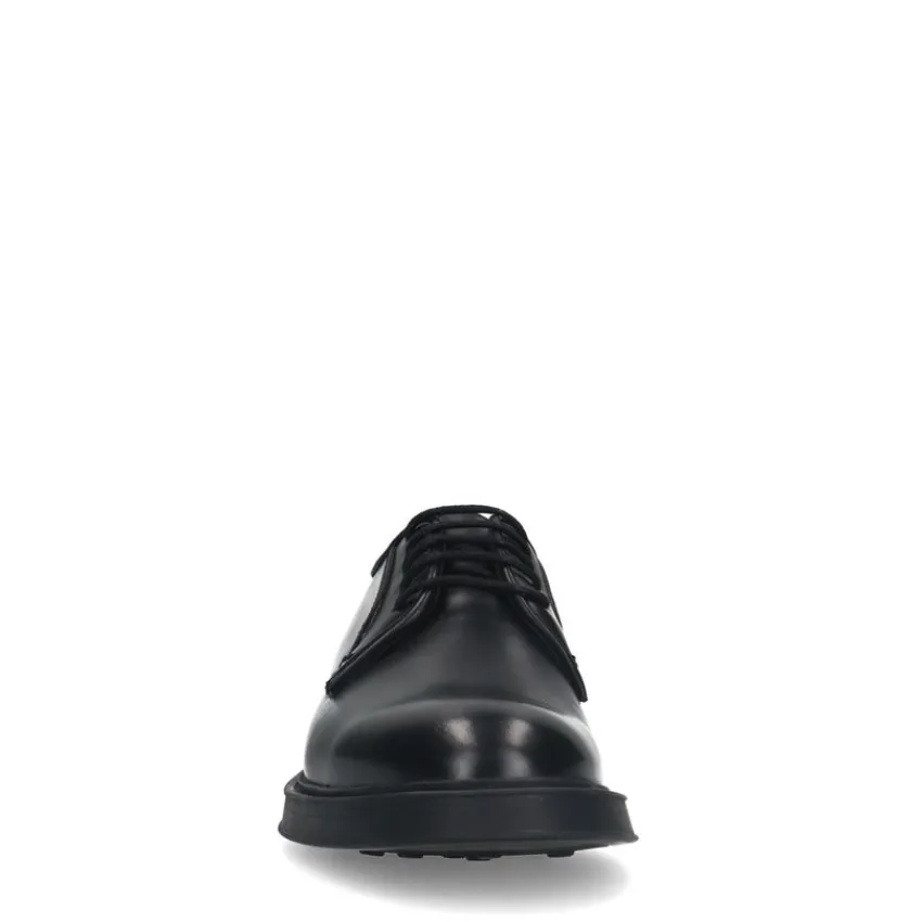 Manfield Zwarte leren veterschoenen^Heren Veterschoenen