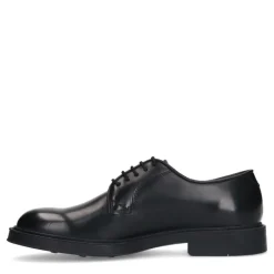 Manfield Zwarte leren veterschoenen^Heren Veterschoenen