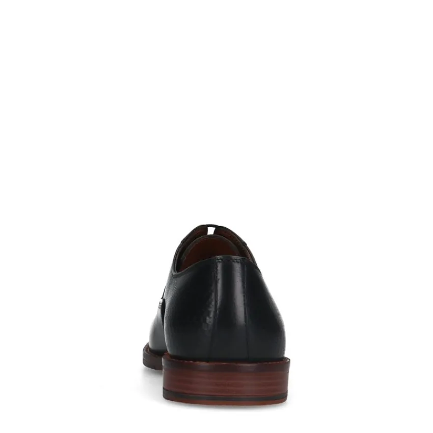 Manfield Zwarte leren veterschoenen^Heren Veterschoenen