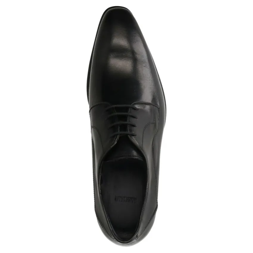 Manfield Zwarte leren veterschoenen^Heren Veterschoenen