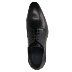 Manfield Zwarte leren veterschoenen^Heren Veterschoenen