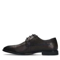 Manfield Zwarte leren veterschoenen^Heren Veterschoenen