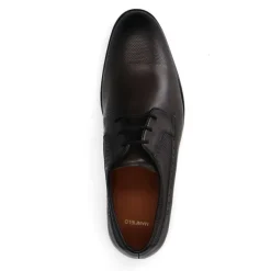 Manfield Zwarte leren veterschoenen^Heren Veterschoenen