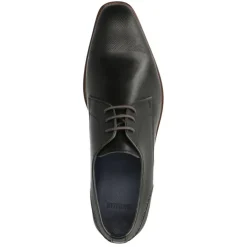 Manfield Zwarte leren veterschoenen^Heren Veterschoenen