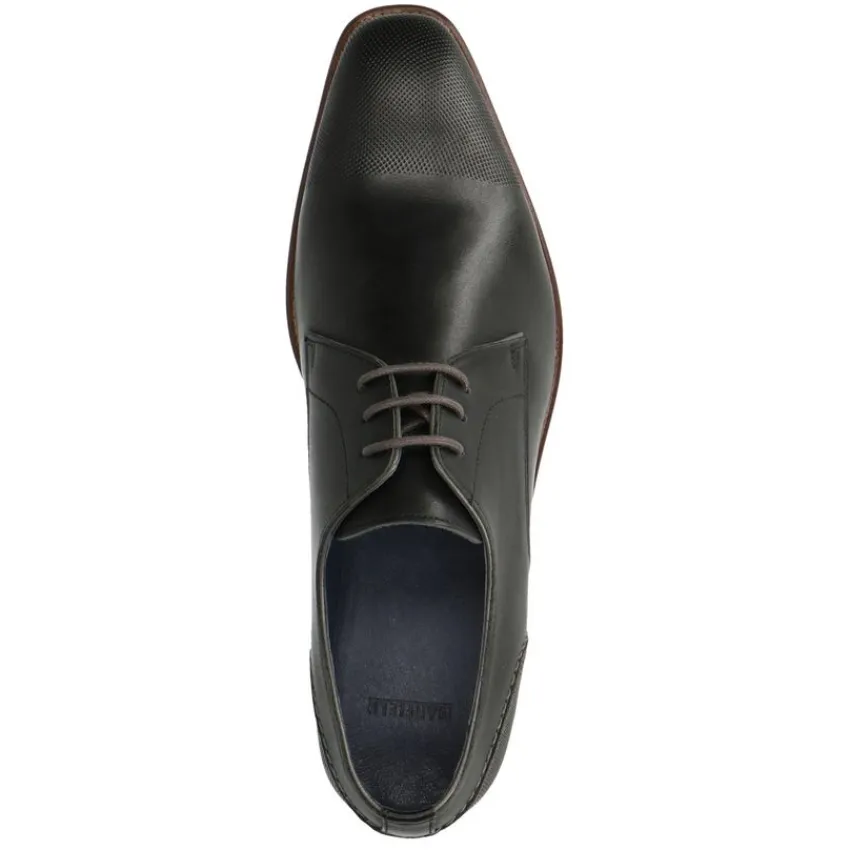 Manfield Zwarte leren veterschoenen^Heren Veterschoenen