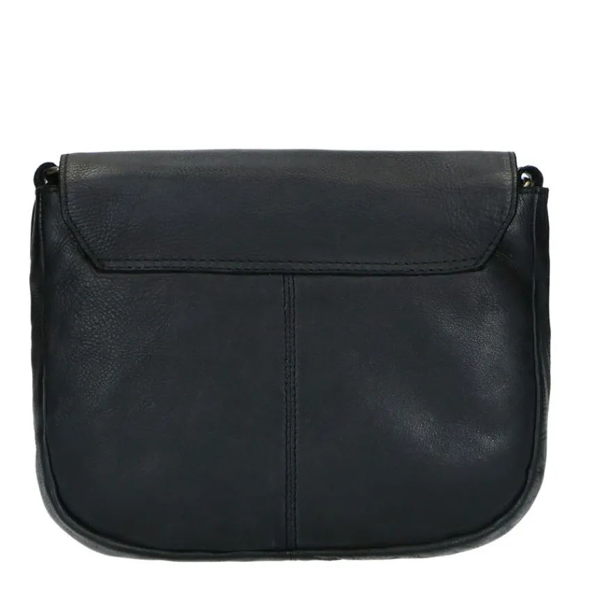 Manfield Zwarte leren western schoudertas^ Schoudertassen