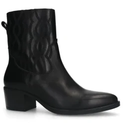 Manfield Zwarte leren westernlaarsjes^DAMES Enkellaarsjes