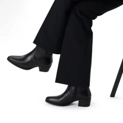 Manfield Zwarte leren westernlaarsjes^DAMES Enkellaarsjes