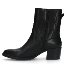 Manfield Zwarte leren westernlaarsjes^DAMES Enkellaarsjes