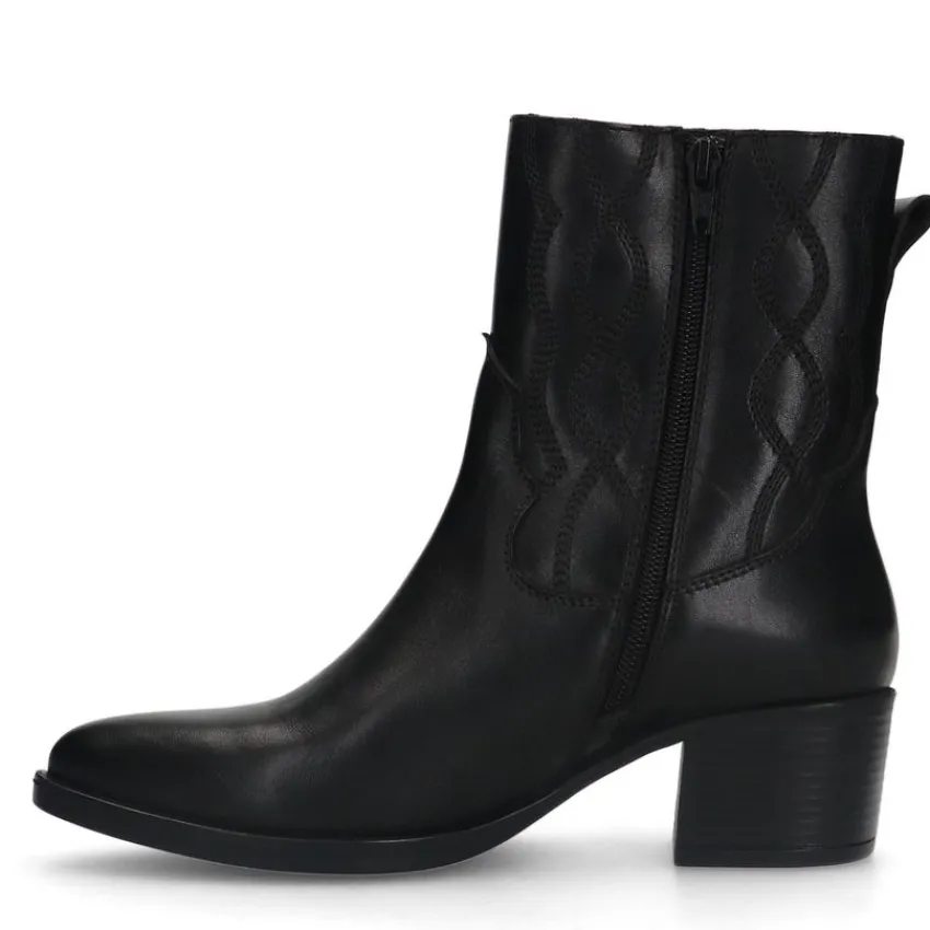 Manfield Zwarte leren westernlaarsjes^DAMES Enkellaarsjes