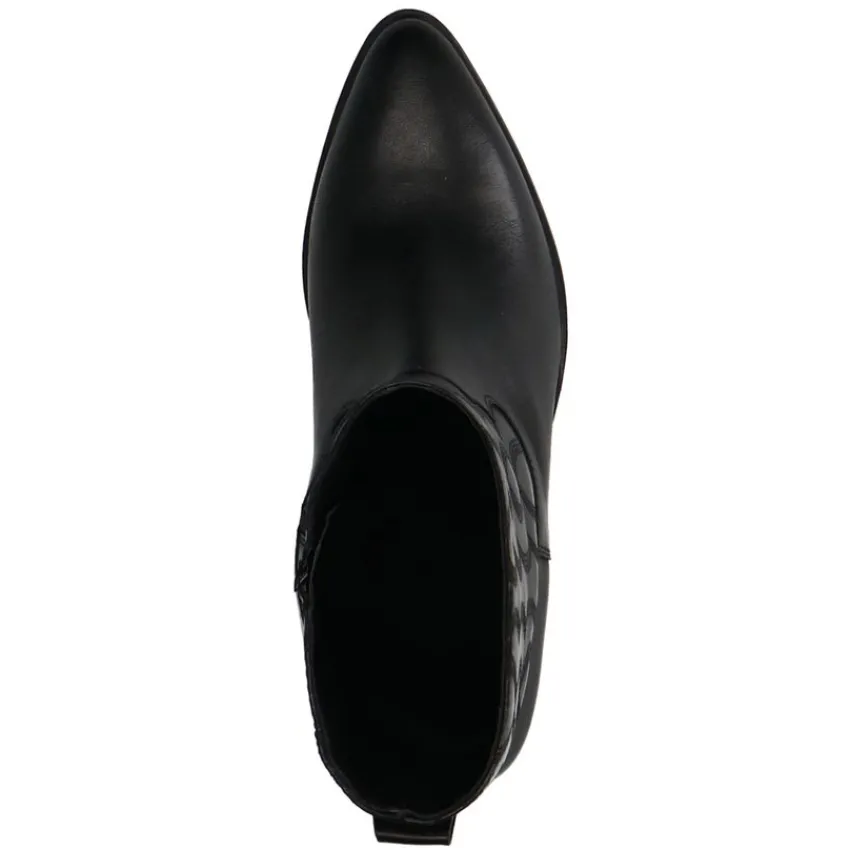 Manfield Zwarte leren westernlaarsjes^DAMES Enkellaarsjes