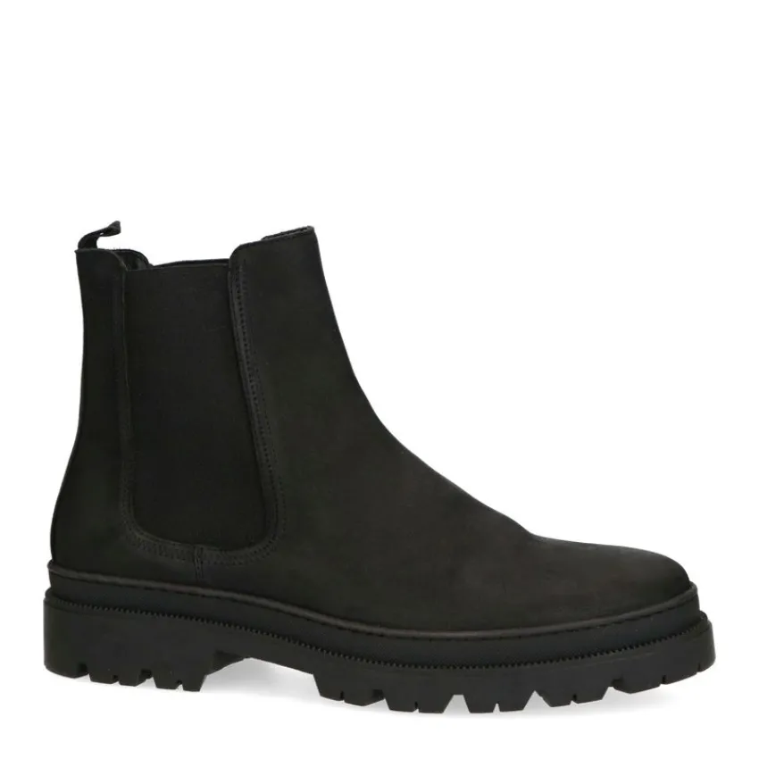 Manfield Zwarte nubuck chelsea boots^Heren Boots
