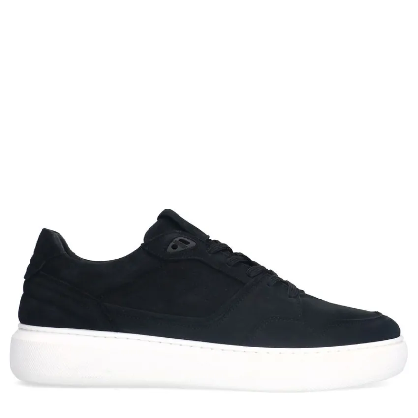 Manfield Zwarte nubuck sneakers^Heren Sneakers