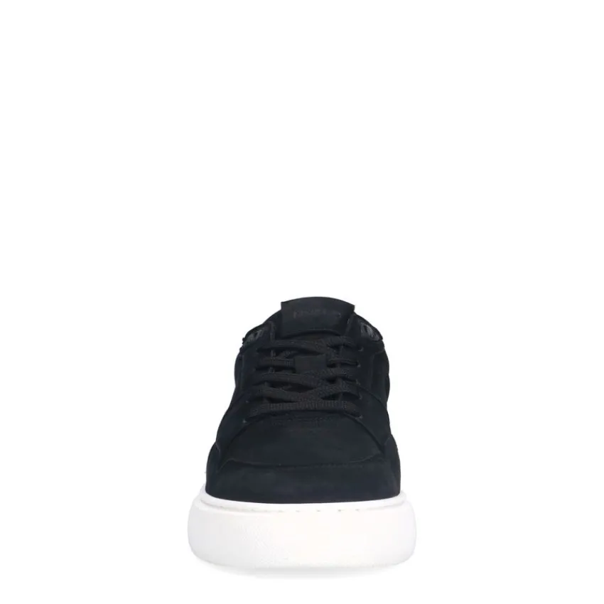 Manfield Zwarte nubuck sneakers^Heren Sneakers