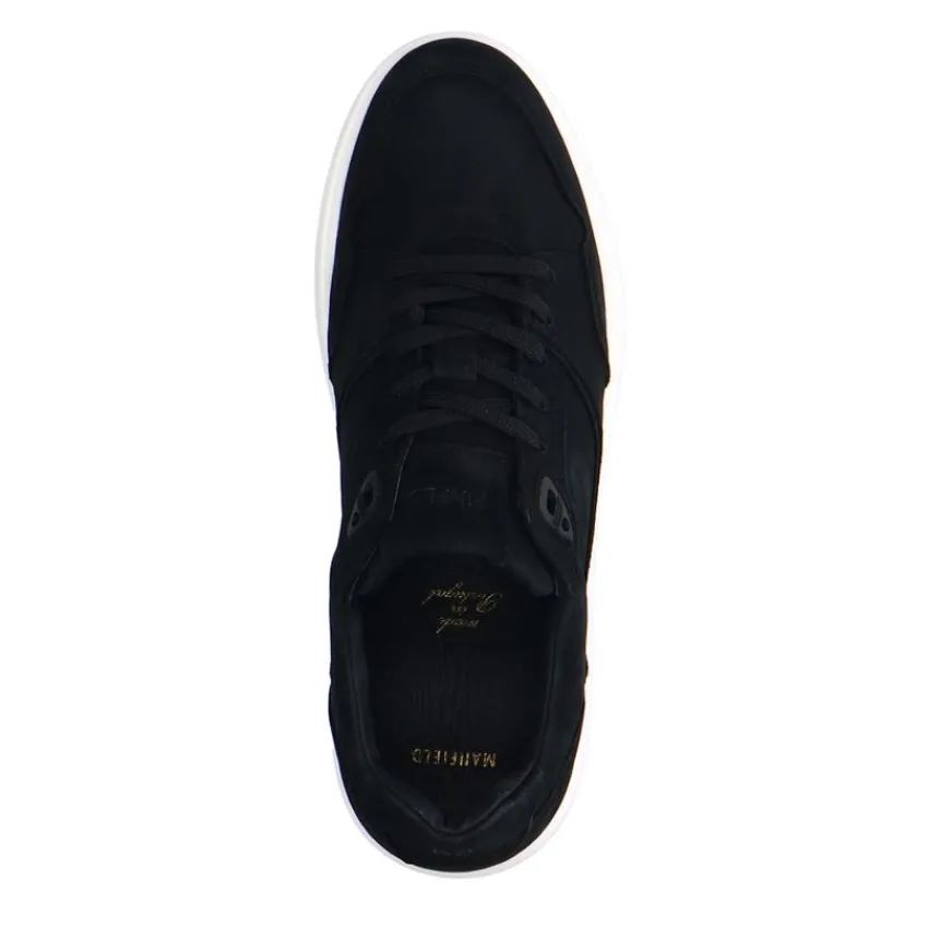 Manfield Zwarte nubuck sneakers^Heren Sneakers