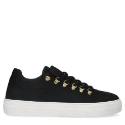 Manfield Zwarte nubuck sneakers^Heren Sneakers