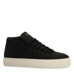Manfield Zwarte nubuck sneakers^Heren Sneakers